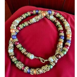 Beaded Gold Necklace Vintage Schiavon Venezia 30 inches